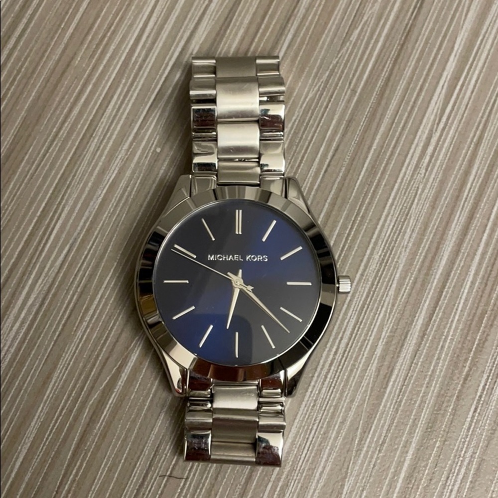 Michael Kors Stainless Steel Watch with Blue Dial